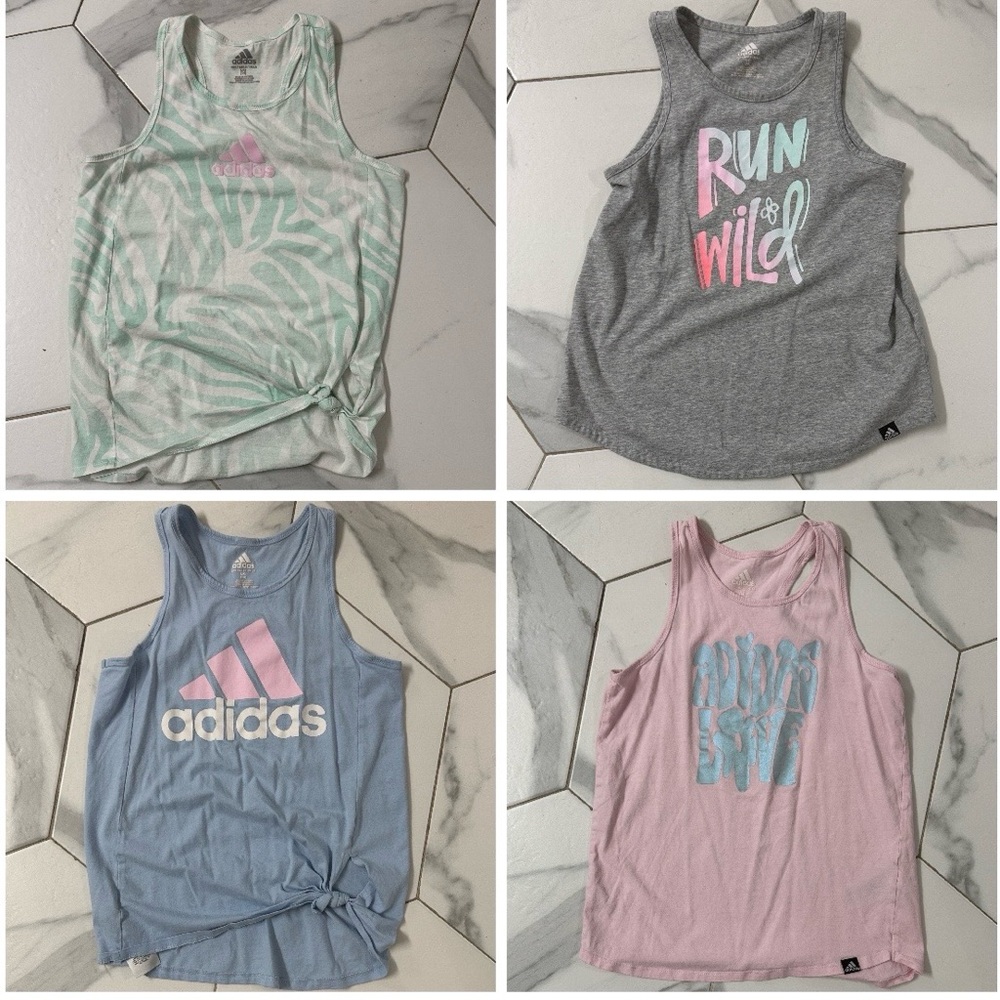Adidas 4-Pack Pastel Logo Print Tank Tops Girls Size Large 14